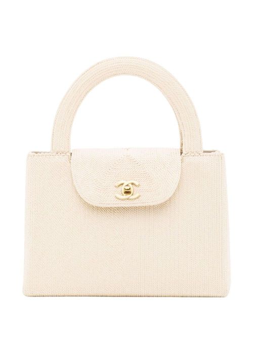 1999 woven silk tote bag - Neutrals
