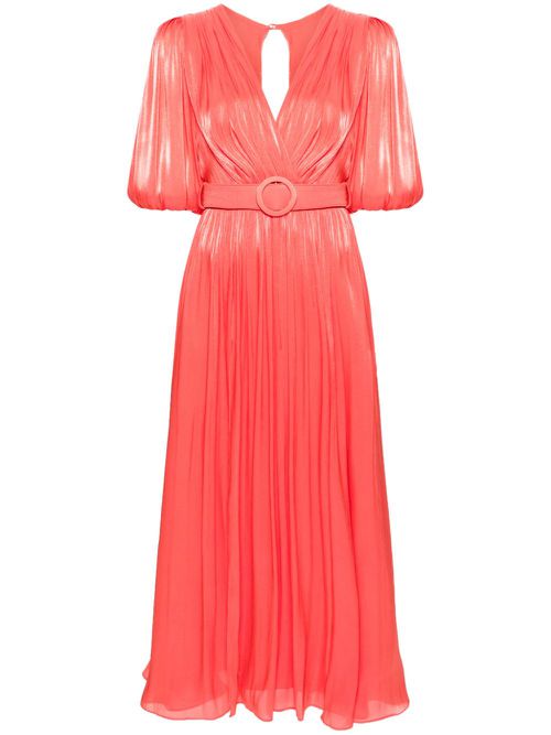 Belted lurex maxi dress - Orange