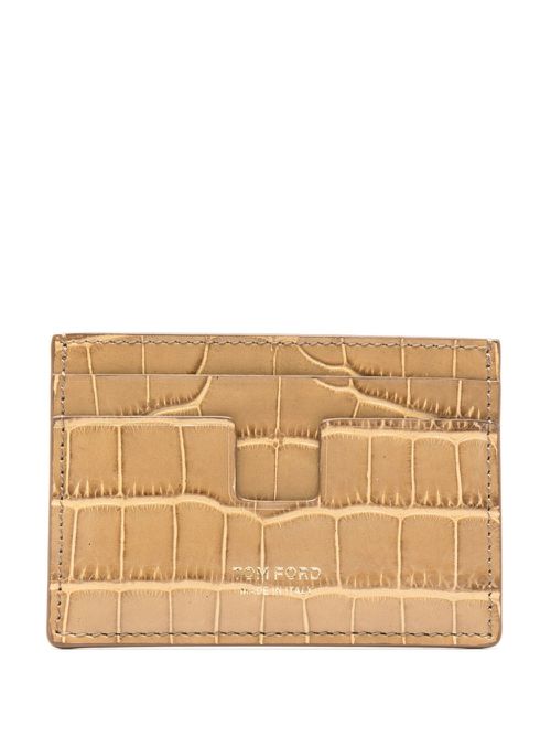 Crocodile-embossed cardholder - Neutrals
