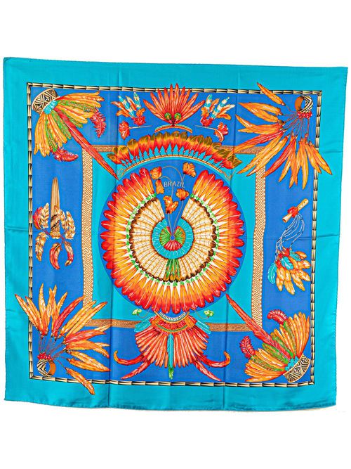 20th Century Brazil Silk Scarf scarves - Blue