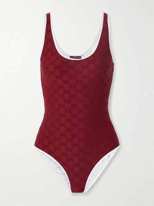 Lido Terry-jacquard Swimsuit - Red