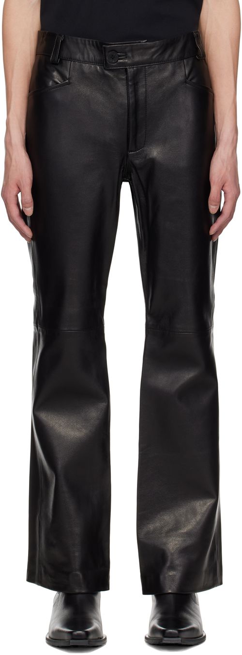 Ernest W. Baker Black Flare Leather Pants