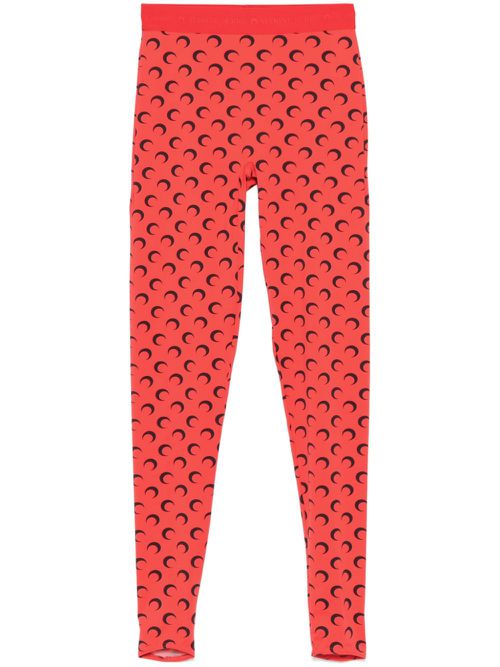 Moon-print leggings - Red