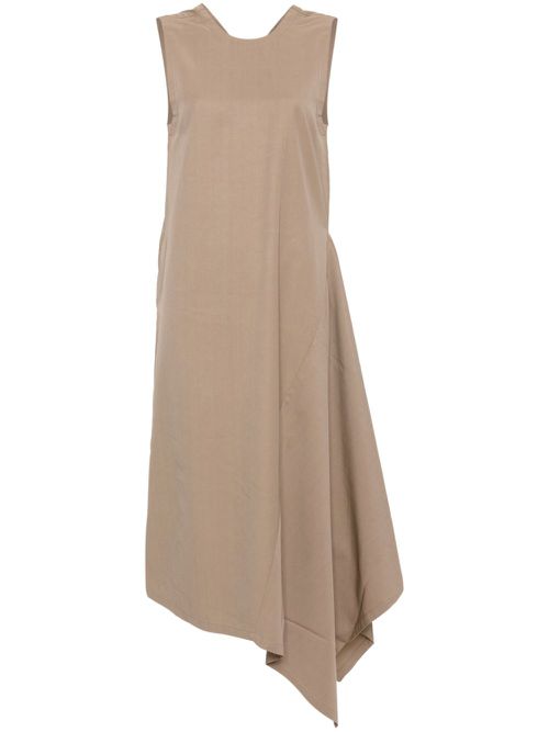 V-back draped dress - Brown