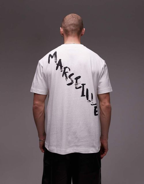 Topman t-shirt with front and back Marseille print in white