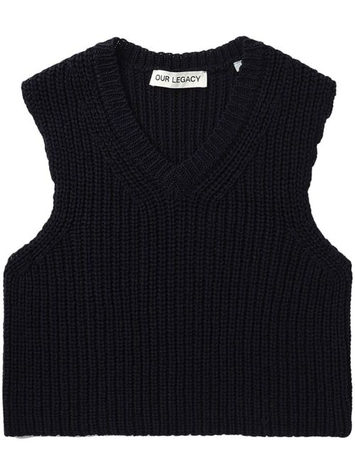 Chunky ribbed-knit vest - Black