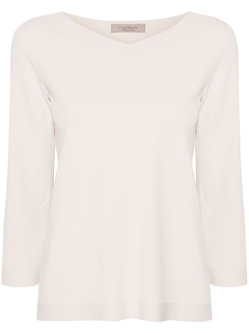 V-neck compact-knit jumper - Neutrals