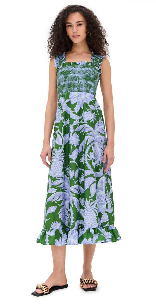 Tropical Swing Green Sleeveless Midi Dress Tropical Swing Green