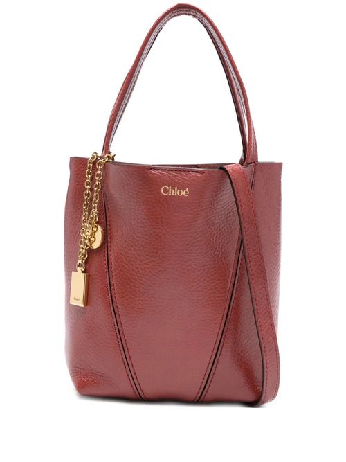Small Chloé Spin Tote Bag In Grained Leather