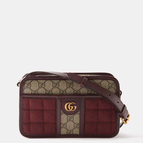 Burgundy GG Supreme canvas mini quilted cross-body bag, Gucci