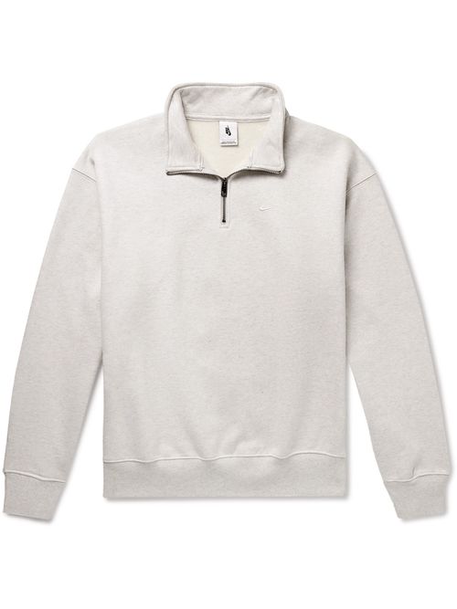Logo-Embroidered Cotton-Blend Jersey Half-Zip Sweatshirt