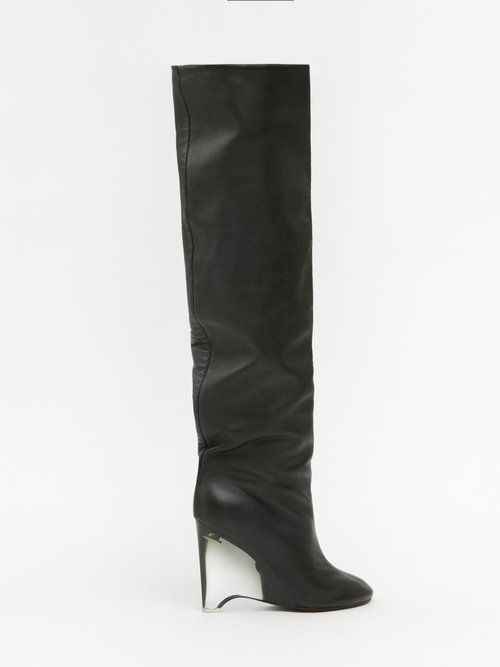 Wedge 100 plexiglass-heel knee-high leather boots