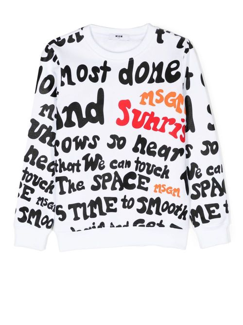 Motif-print cotton sweatshirt - White