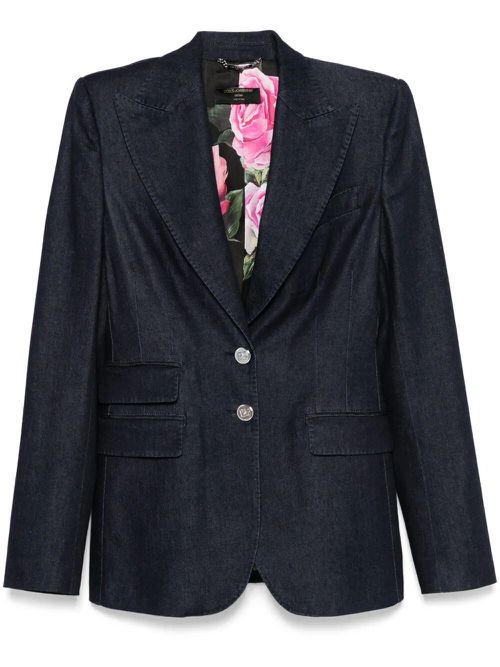 Single-Breasted Denim And Silk Turlington Jacket