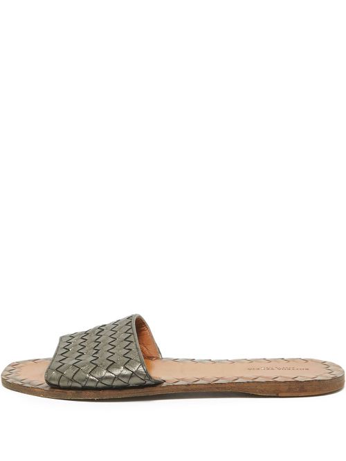 Intrecciato-weave leather sandals - Metallic