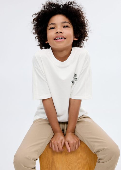 Printed cotton-blend T-shirt off white