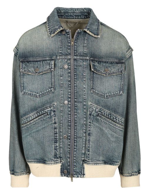 Journey Ms Over Size Denime Jacket Nixon Sand Wash/ Knit Rib