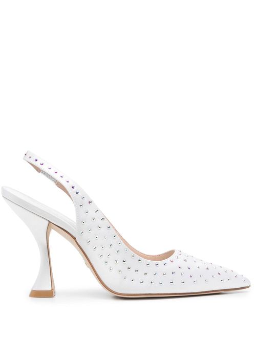 Crystal-embellished slingback pumps - White