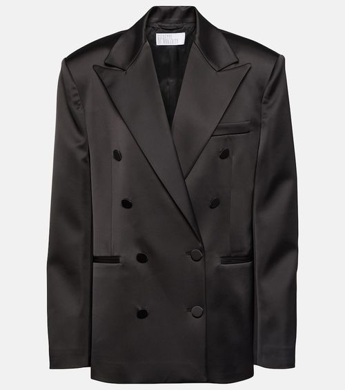 Double-breasted satin blazer