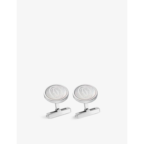 Mens Silver Double C de Engraved Palladium-finish Sterling Silver and Mother-of-pearl Cufflinks 