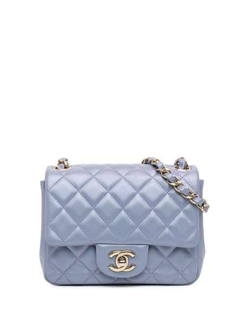 2021-2023 Mini Square Classic Lambskin Single Flap crossbody bag - Blue