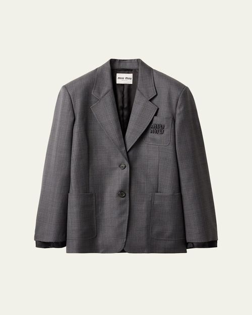 Long-Sleeve Oversized Blazer Jacket