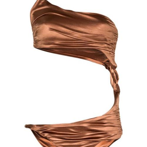 Isa Boulder 트위스트 원숄더 수영복 SS22S27 chocolate
