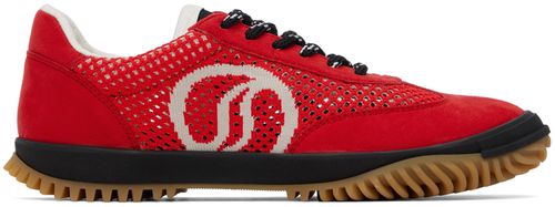 Stella McCartney Red S-Wave Sport Mesh Paneled Sneakers
