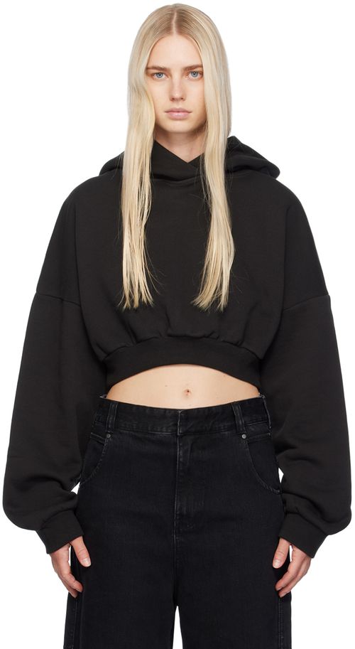 Entire Studios Black Cropped Heavy Hoodie