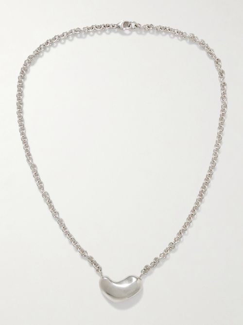 Small Sculpted Heart Recycled Sterling Silver Necklace - One size