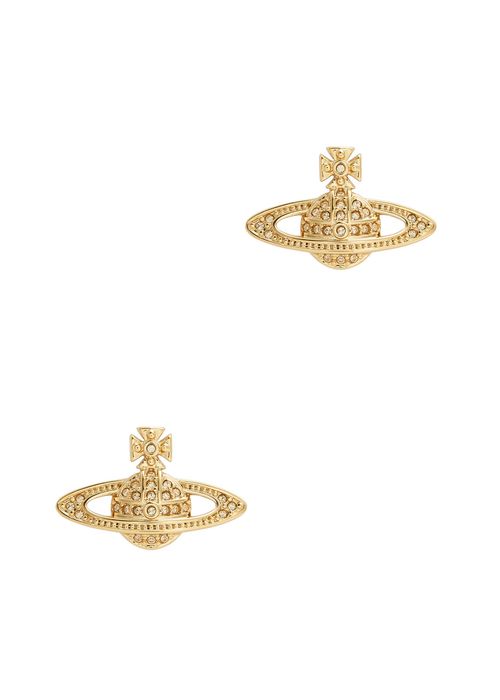 Mini Bas Relief Orb Stud Earrings, Earrings, Gold