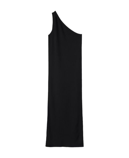 One-shoulder ribbed-knit dress