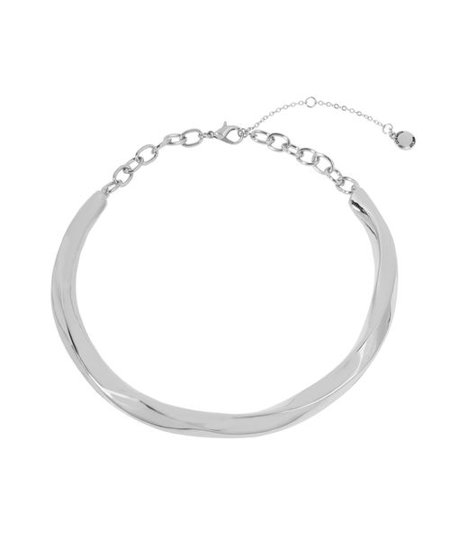 Rhodium Woven Twist Collar Necklace - Rhodium