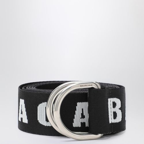 D-Ring belt in black and white canvas