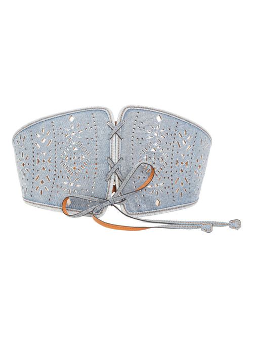 Broderie-anglaise corset top - Blue