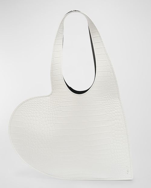 Mini Heart Croc-Embossed Tote Bag