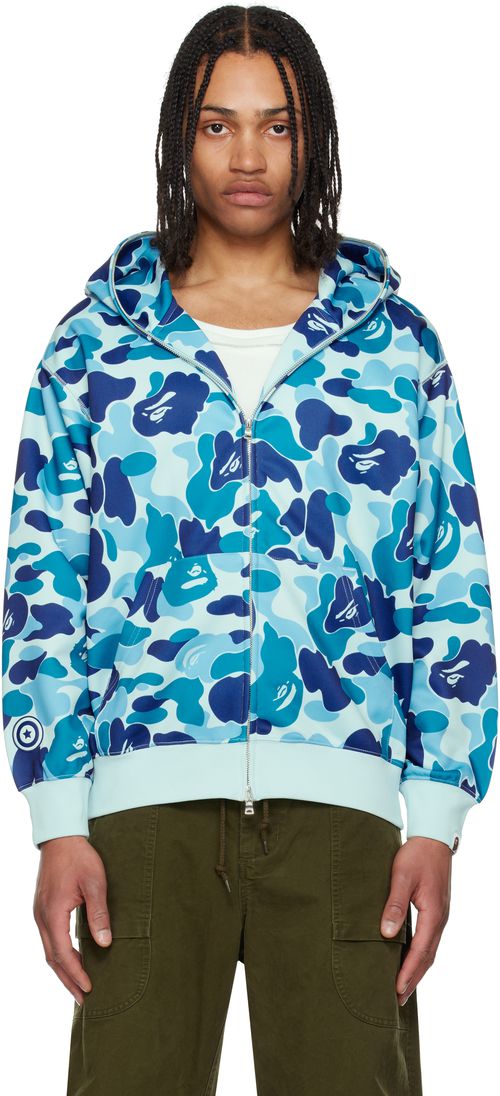 BAPE Blue ABC Camo Shark Full Zip Hoodie