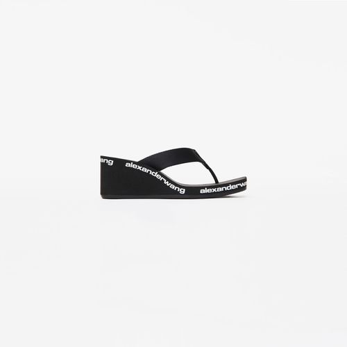 Women's Aw Nylon Wedge Flip Flops Black
