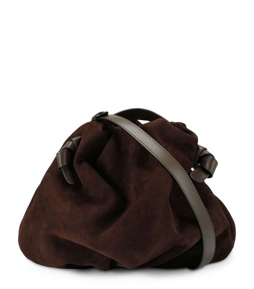 Suede Taurus Dumpling Top-Handle Bag