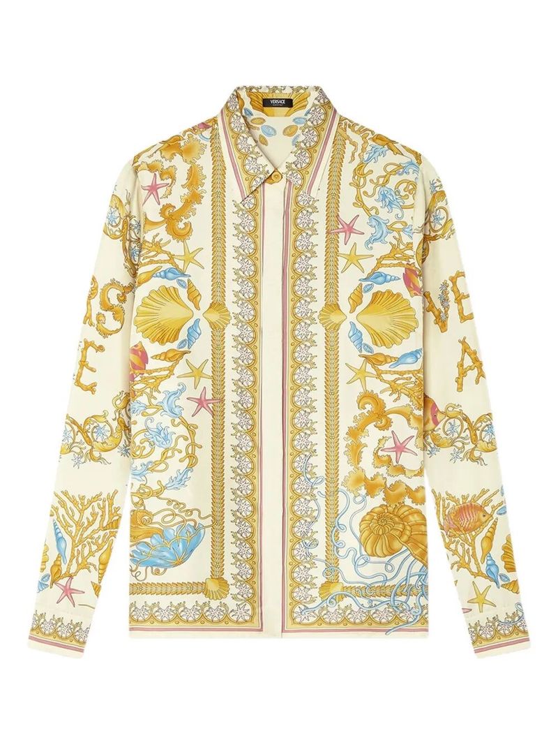 베르사체 여성 Underwater Barocco Silk Shirt