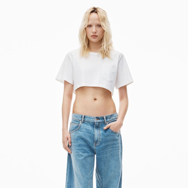 Alexander Wang 여성 Women's Cropped Tee In High Twist Jersey White