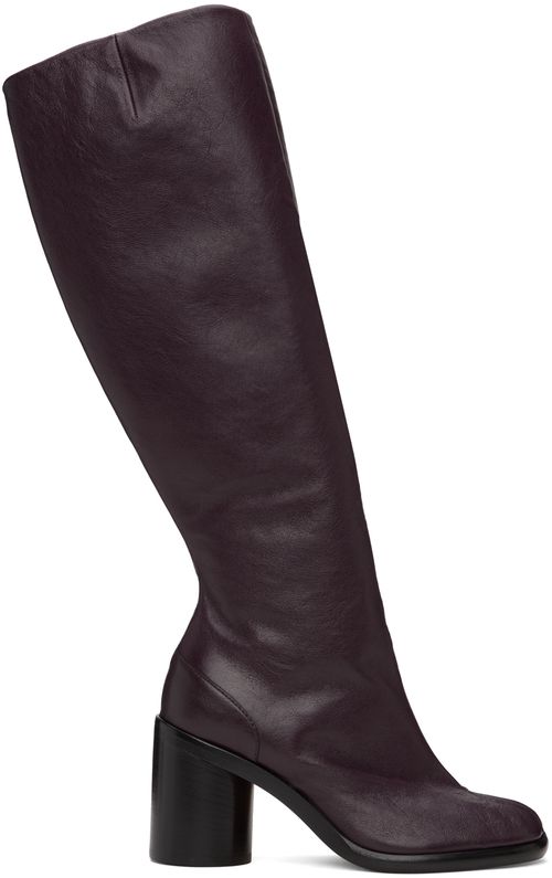 Maison Margiela Burgundy Tabi Knee-High Tall Boots