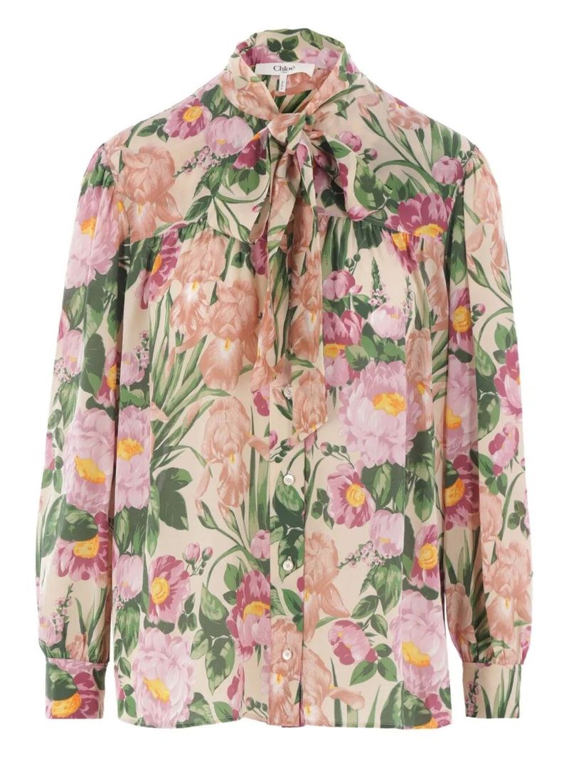 끌로에 여성 Maxi Gathered Lavallière Blouse In Crêpe De Chine