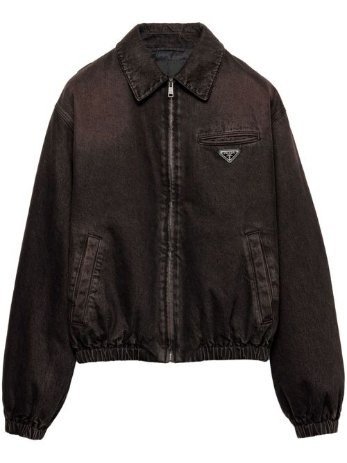 Padded denim bomber jacket - Brown