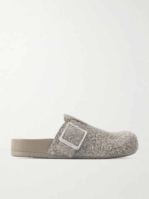 Ease Buckled Brushed-suede Mules
