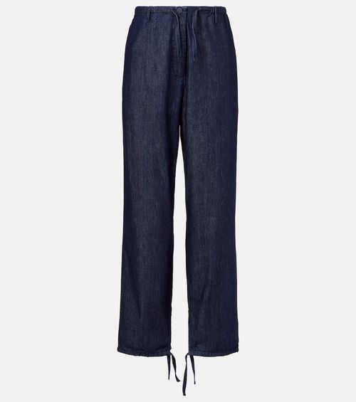 Denim straight pants