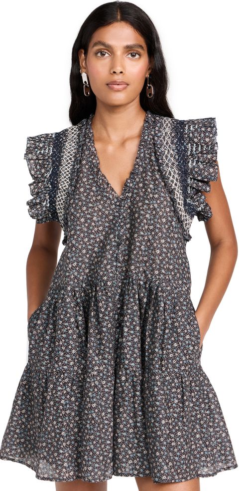 Maia Floral Print Flutter Sleeve Tunic Dress Multi 