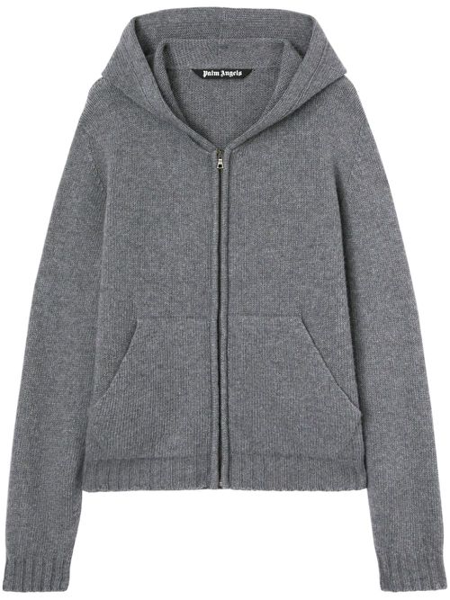 Logo-knit zip-up hoodie - Grey