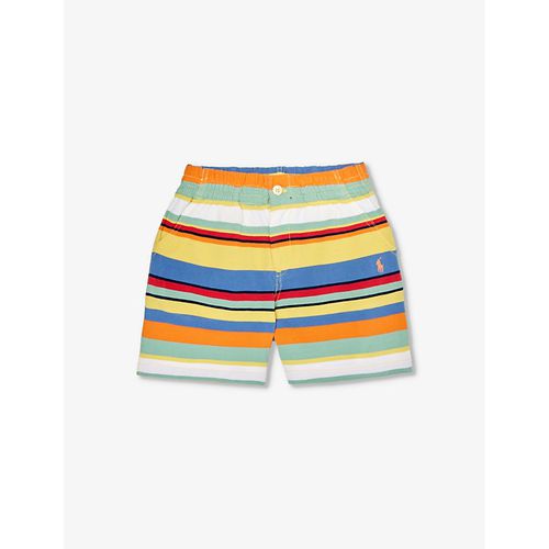 Boys Ylw Multi Kids Boys' Logo-embroidered Stripe-print Cotton-piqué Shorts 4 Years