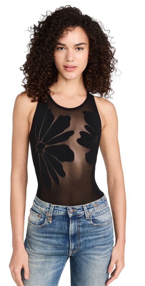 Body Tattoo Thong Bodysuit Black/Black